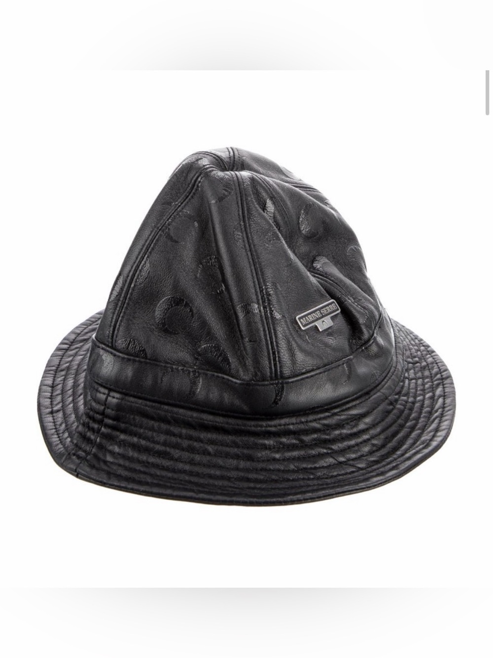 Marine Serre Black Embossed Leather Bucket Hat